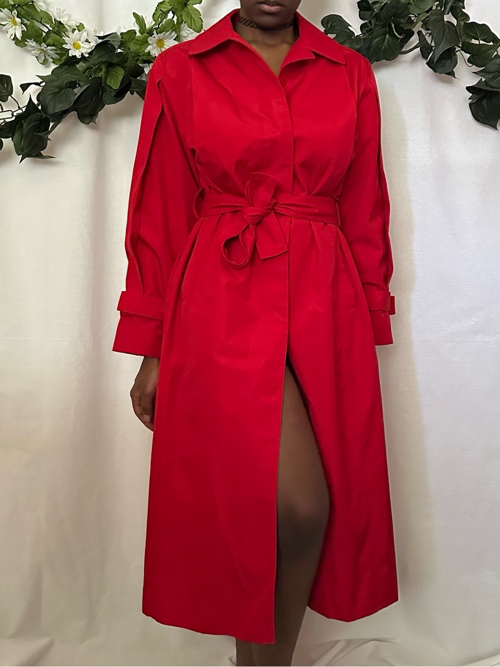Allison Smith Petites vintage 80s red belted trench coat